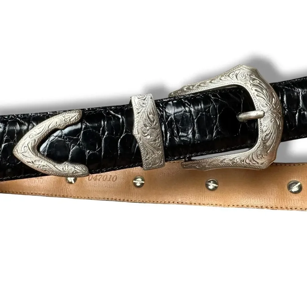 NWOT Martin Dingman Black Alligator Grain Calfskin Concho Western Belt USA Sz 40